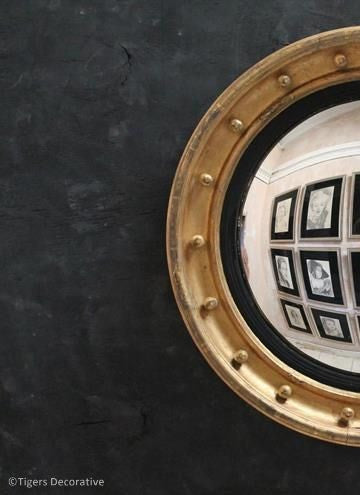 19th Century Large Gilded Circular Convex Mirror
