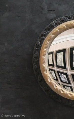 Painted & Gilded Circular Convex Plaster Mirror