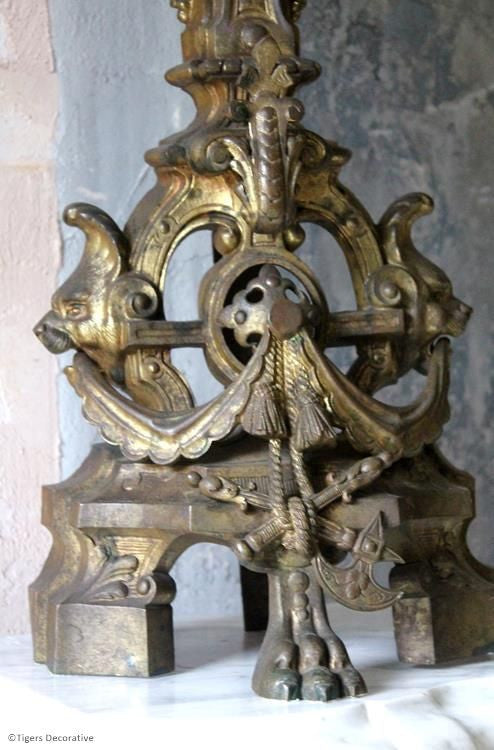 Pair Of 19th Century French Gilt Brass Chenets