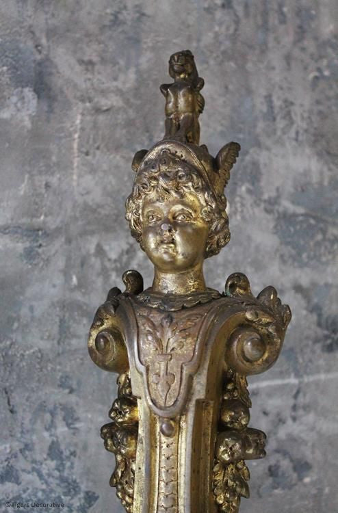 Pair Of 19th Century French Gilt Brass Chenets