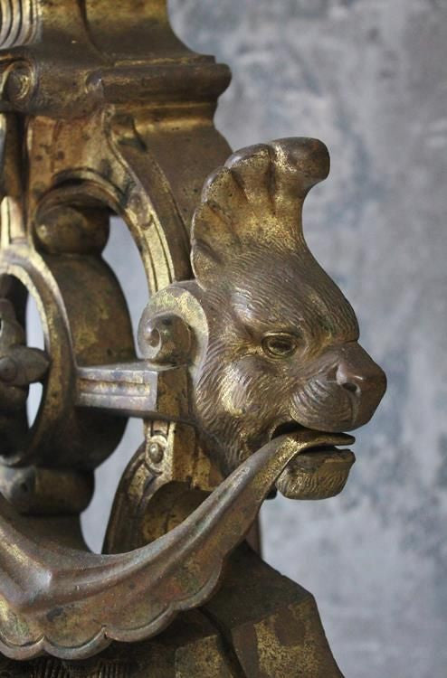 Pair Of 19th Century French Gilt Brass Chenets