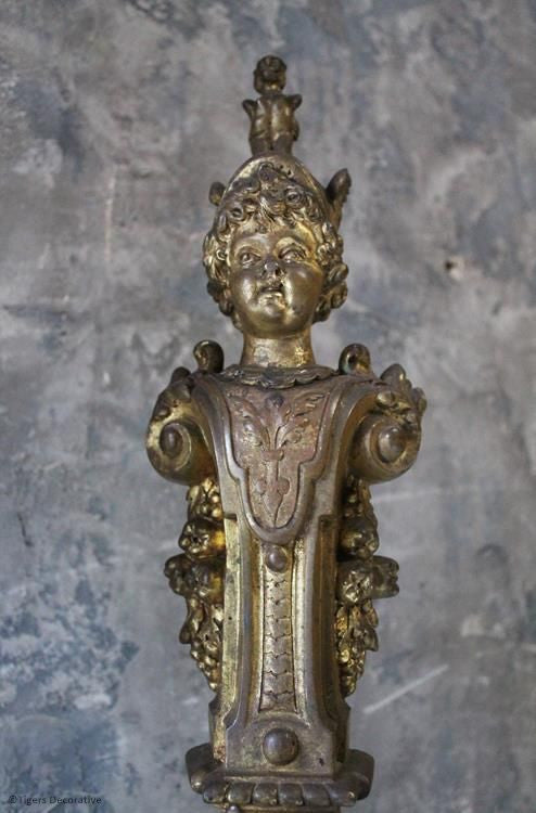 Pair Of 19th Century French Gilt Brass Chenets