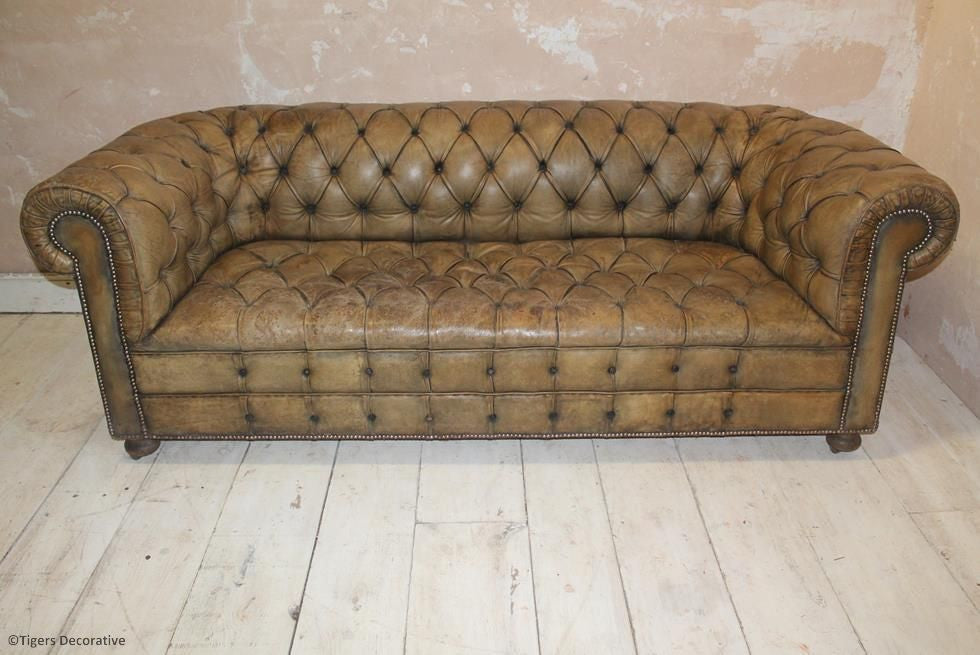 Mid 20th Century Leather Chesterfield Sofa