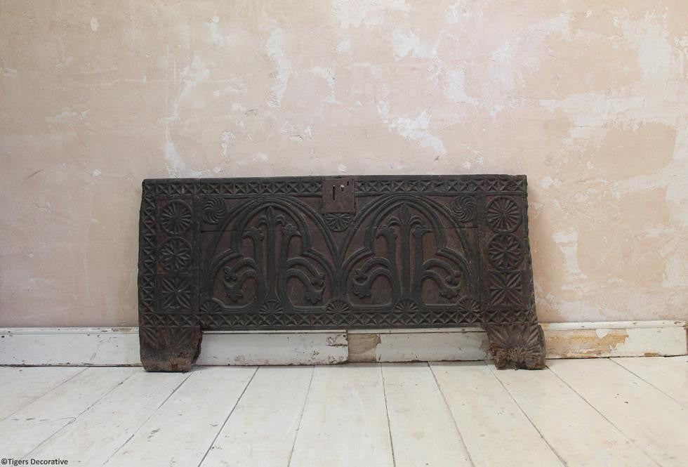 14th Century Oak Coffer Front