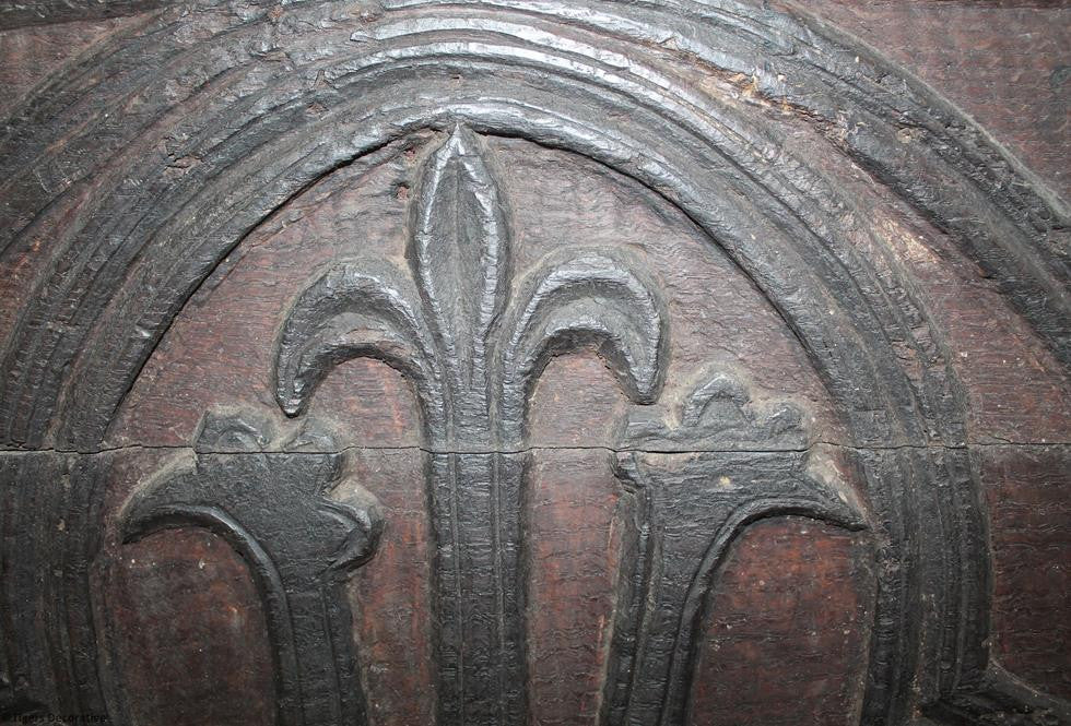 14th Century Oak Coffer Front