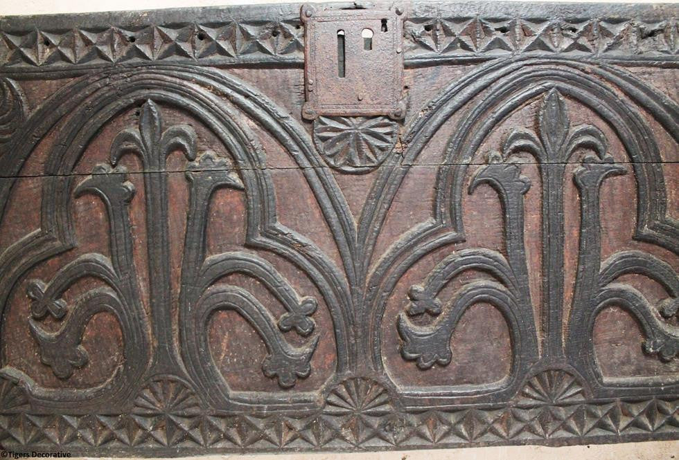 14th Century Oak Coffer Front