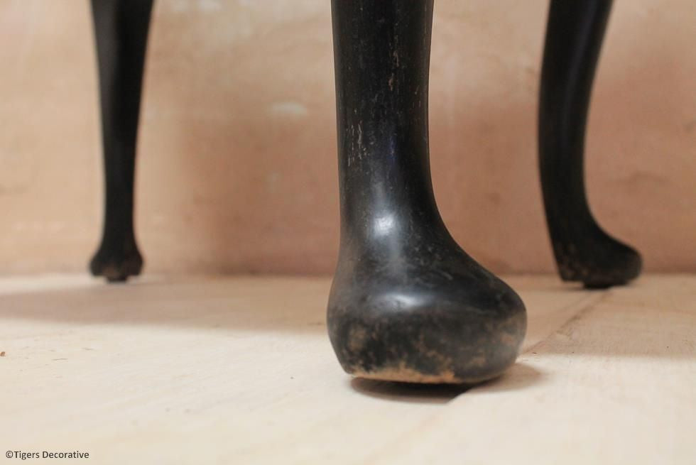 Ebonised & Leather Stool