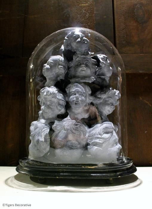 Victorian Glass Dome With Cherub Heads