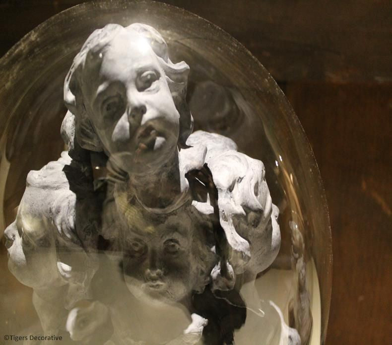 Victorian Glass Dome With Cherub Heads