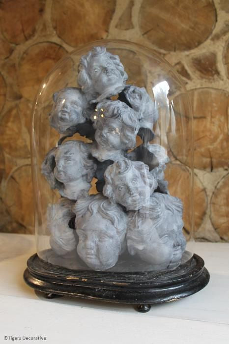 Victorian Glass Dome With Cherub Heads