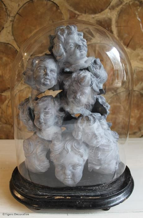 Victorian Glass Dome With Cherub Heads