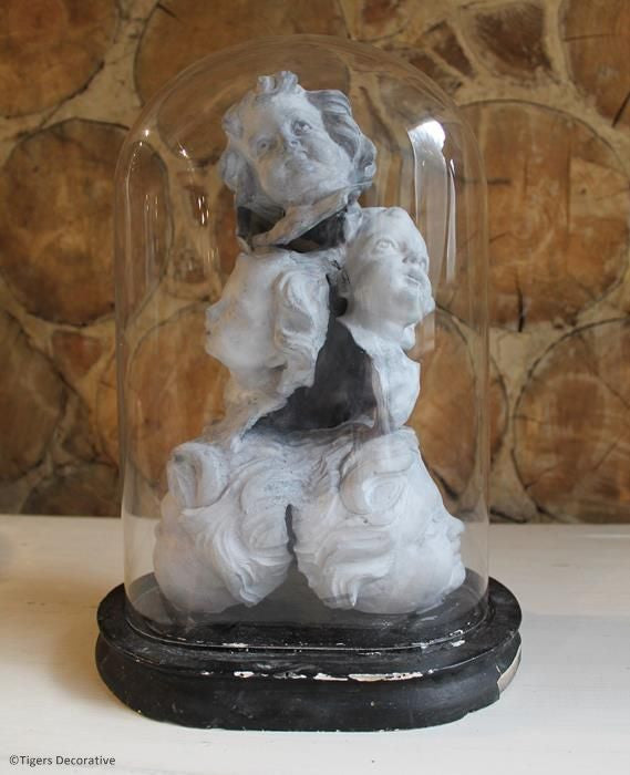 Victorian Glass Dome With Cherub Heads