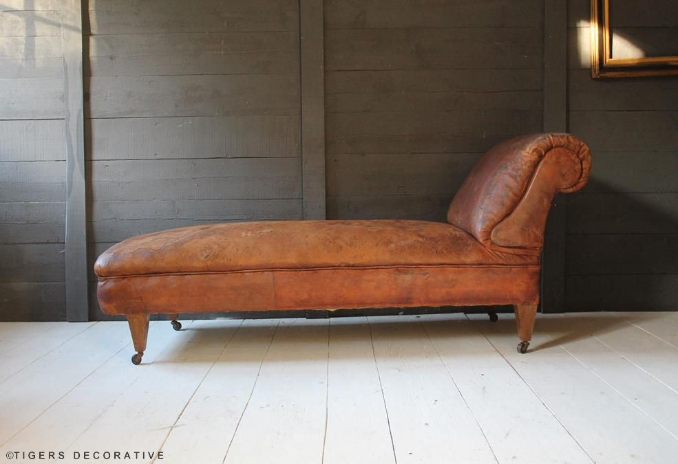 19th Century Leather Chaise