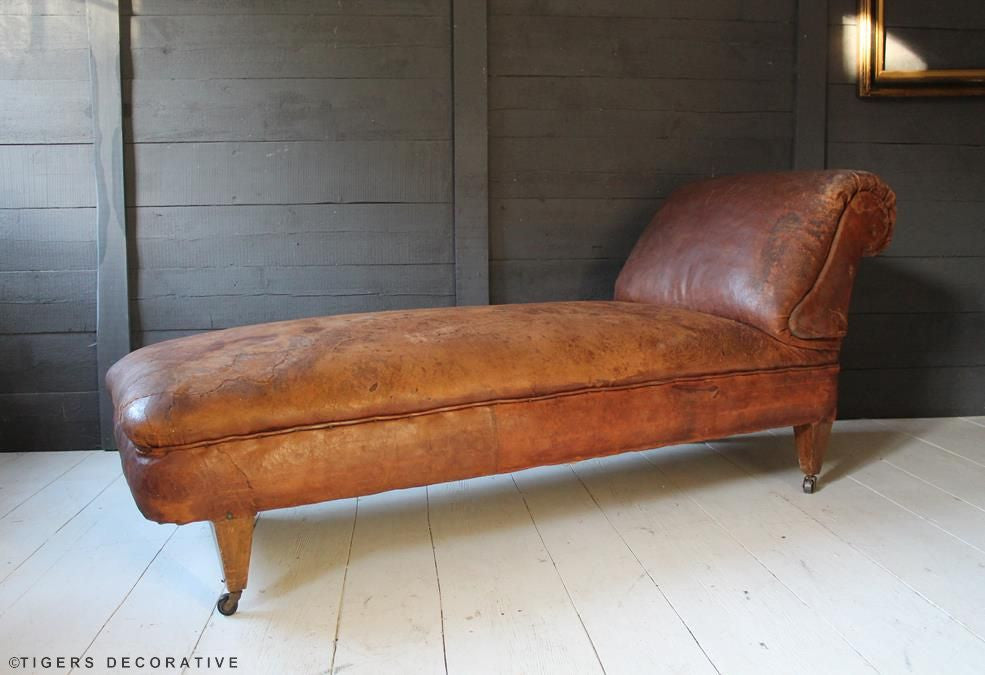 19th Century Leather Chaise