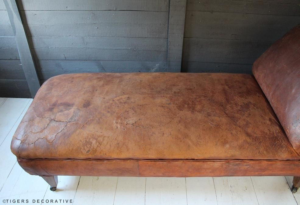 19th Century Leather Chaise