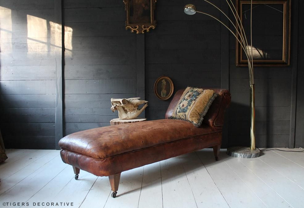 19th Century Leather Chaise