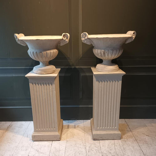 A Pair Of 19th Century Limestone Urns