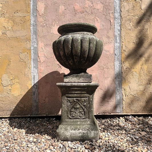 Gadrooned Urn On Plinth