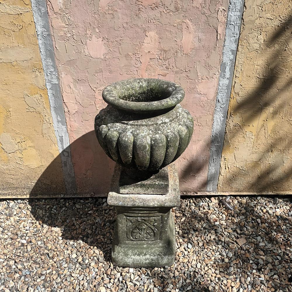 Gadrooned Urn On Plinth