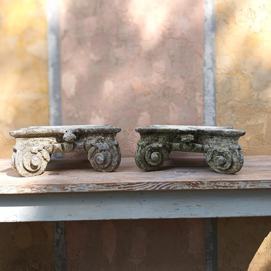 A Pair Of Stone Table Capitals