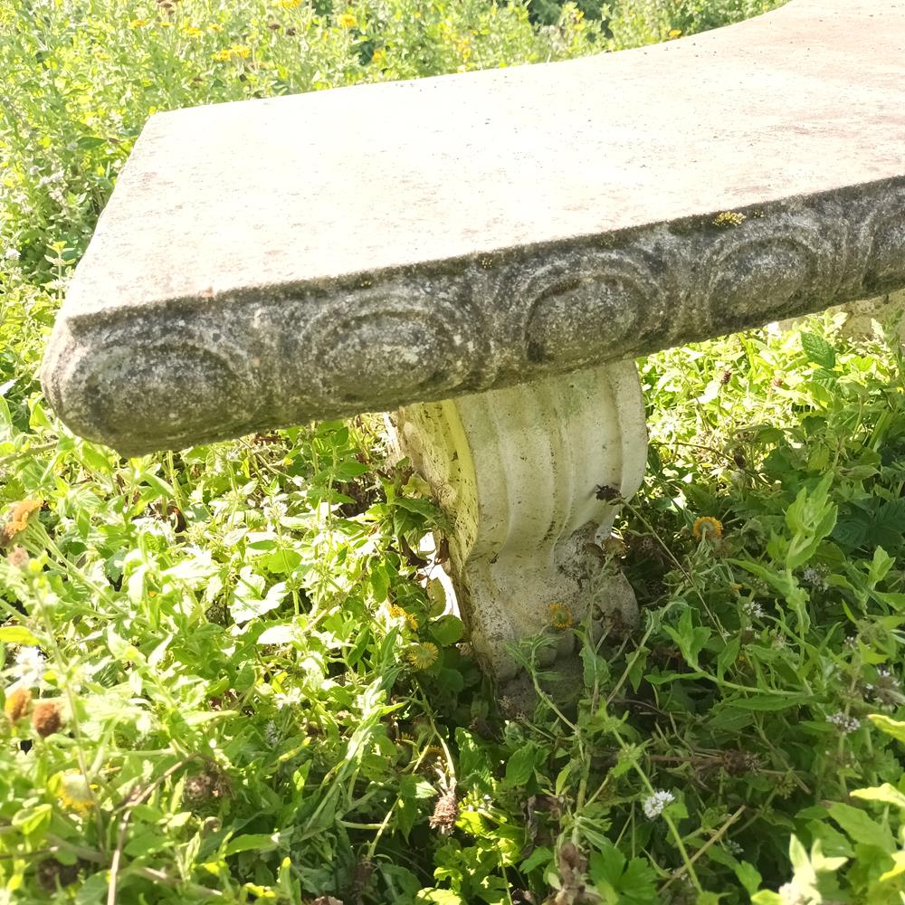 A Pair Of Curved Stone Garden Benches