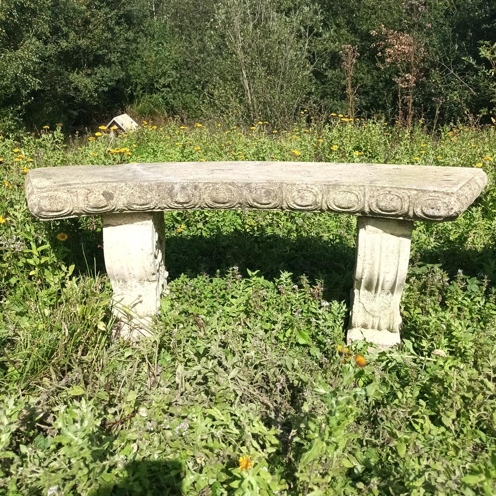 A Pair Of Curved Stone Garden Benches