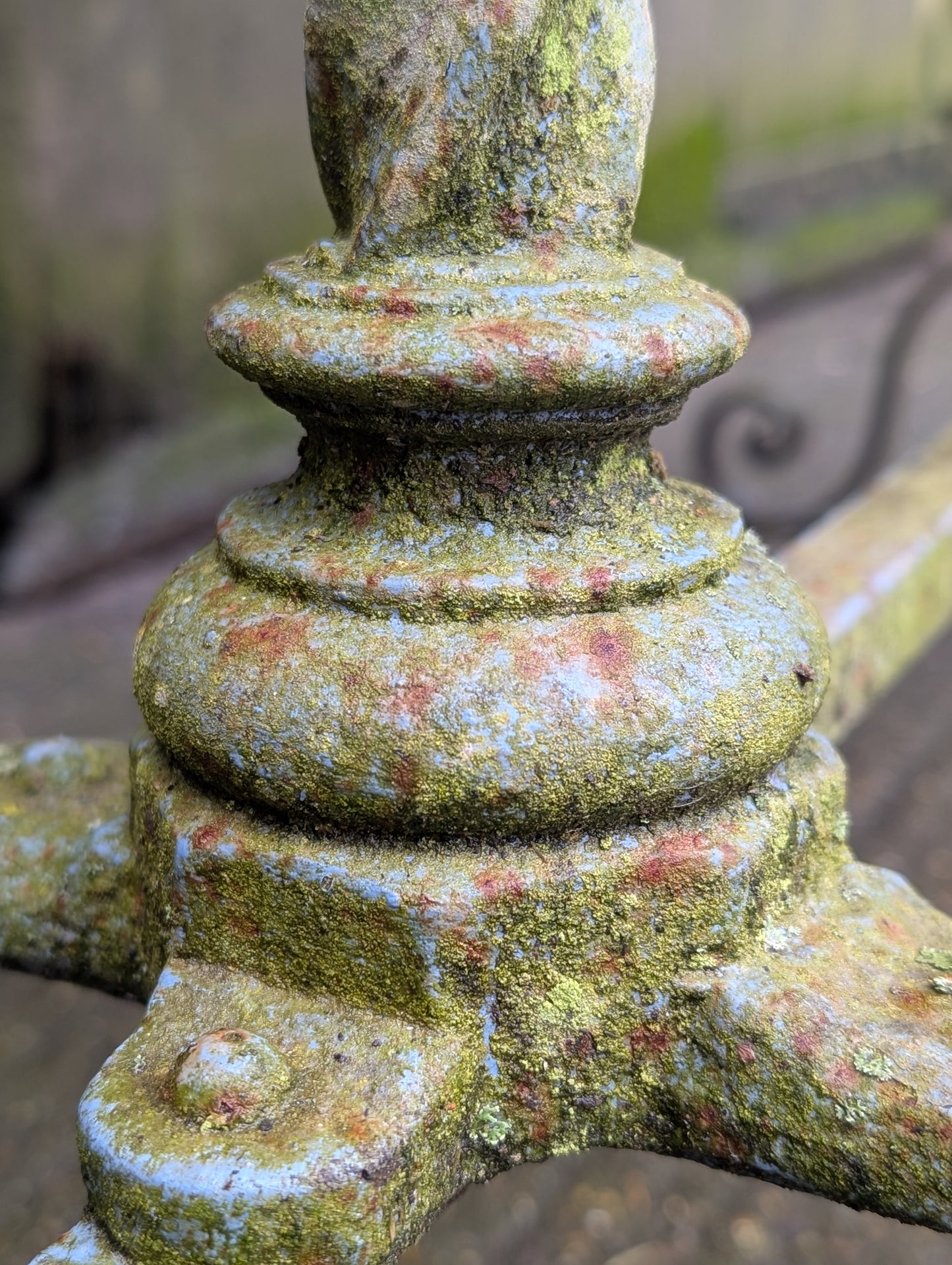 A Cast Iron Marble Top Console Table