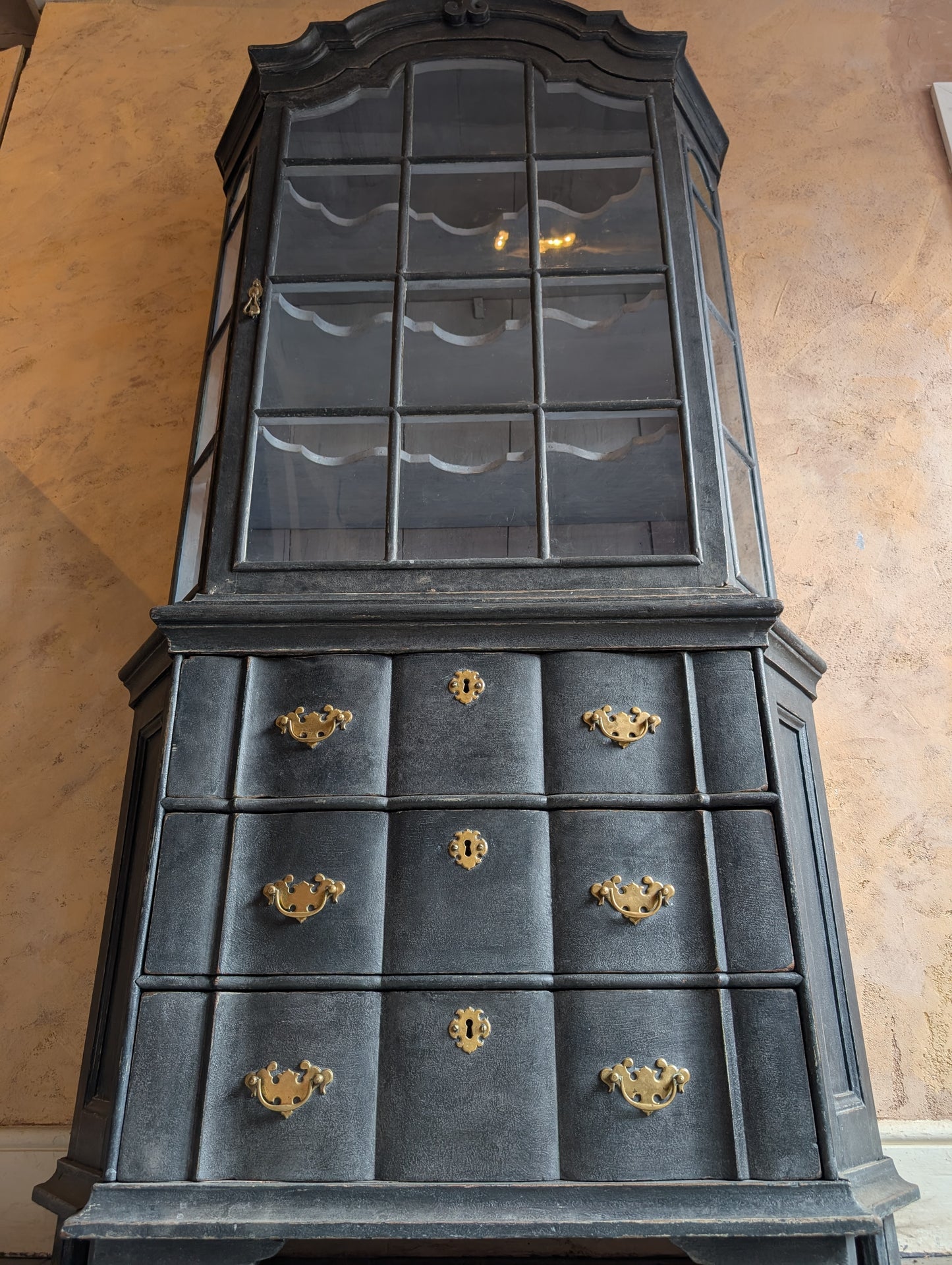 Antique Painted Dutch Vitrine