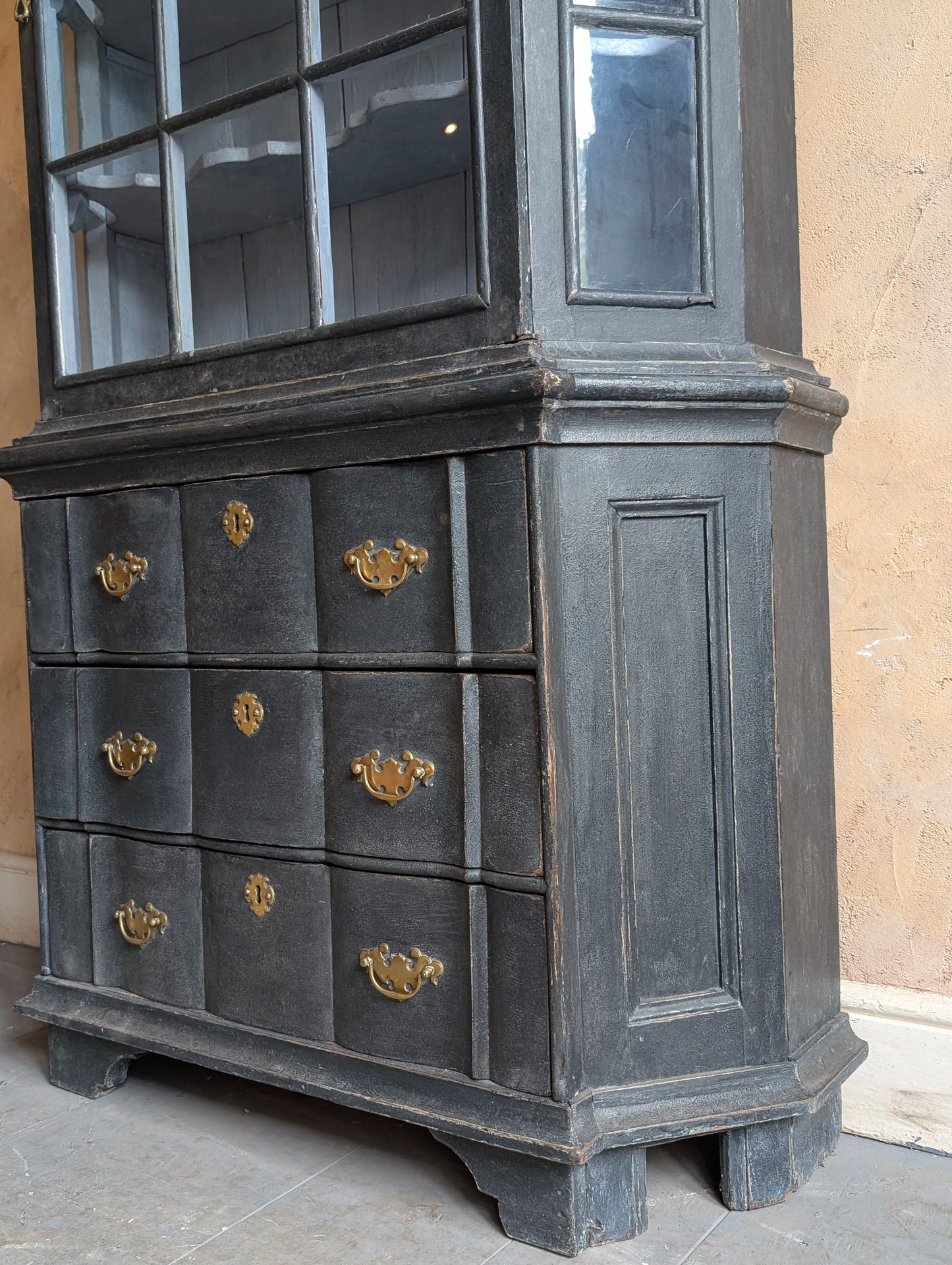 Antique Painted Dutch Vitrine