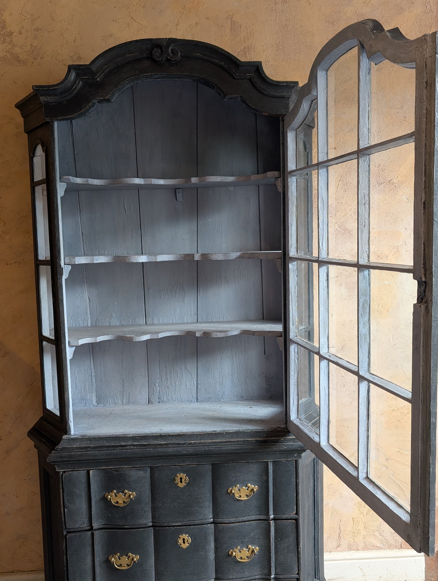 Antique Painted Dutch Vitrine