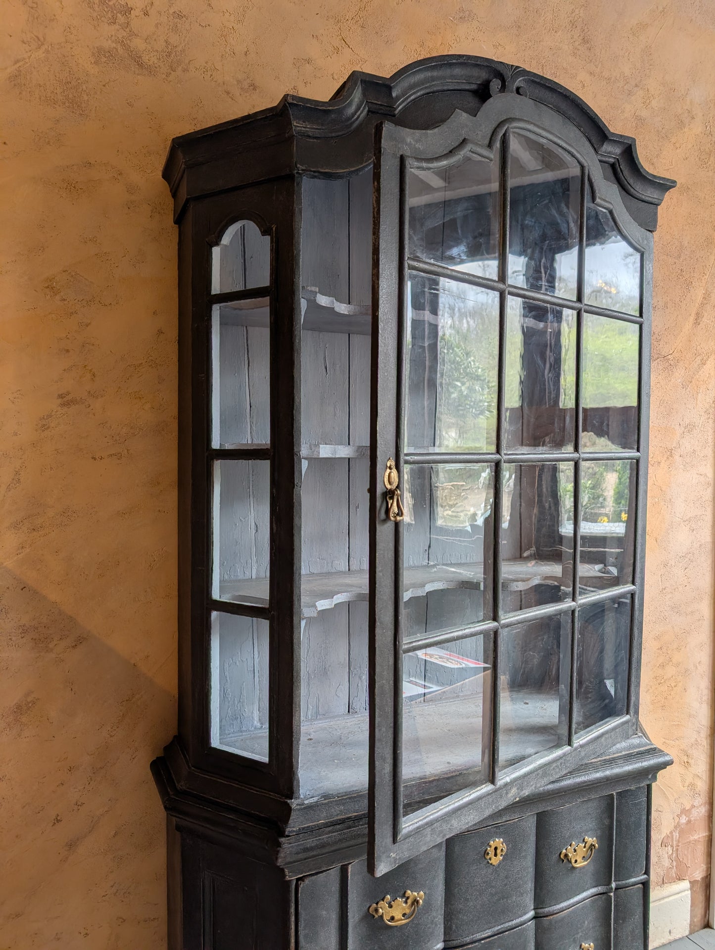 Antique Painted Dutch Vitrine
