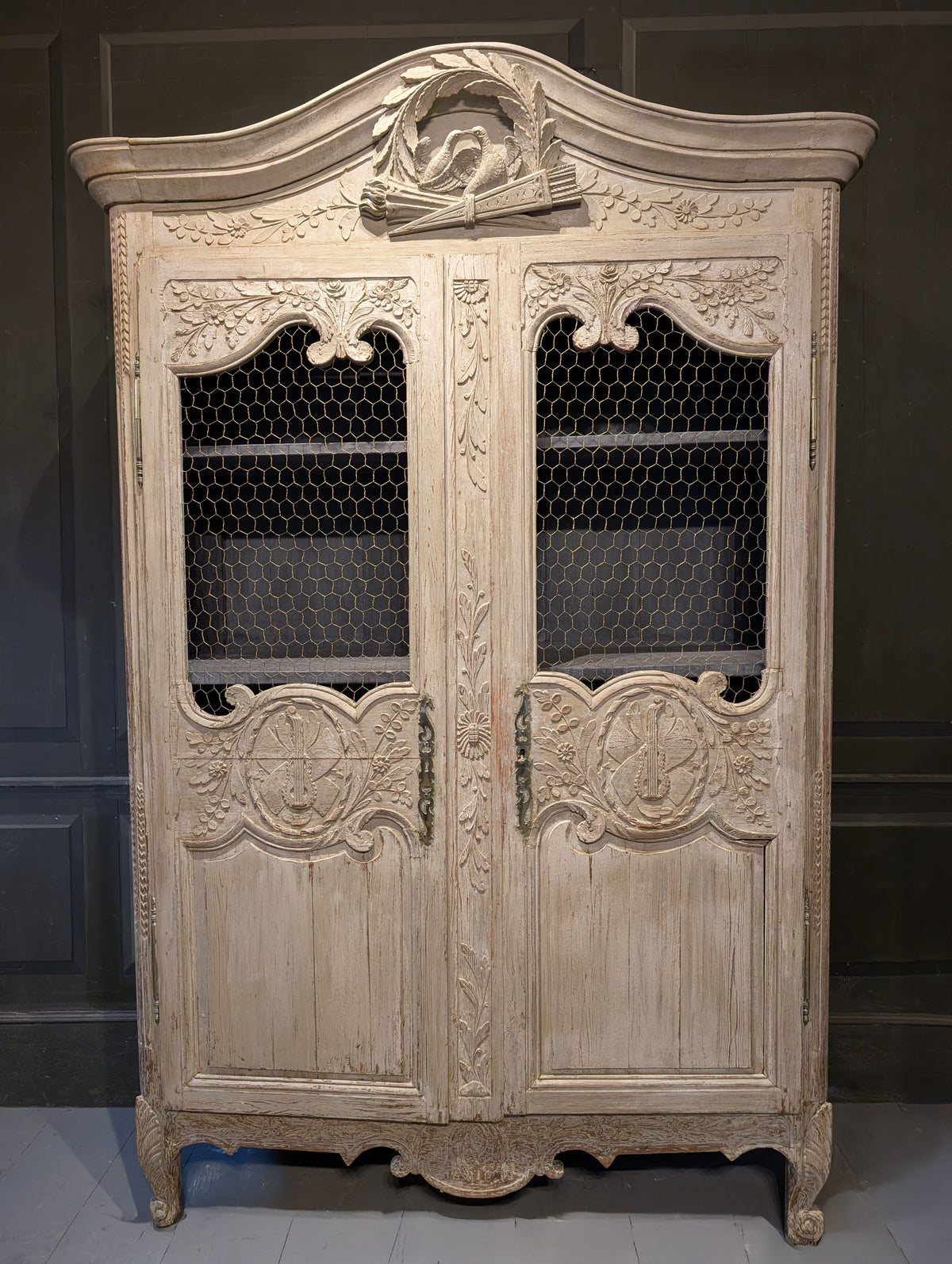 19th Century Painted & Carved Armoire