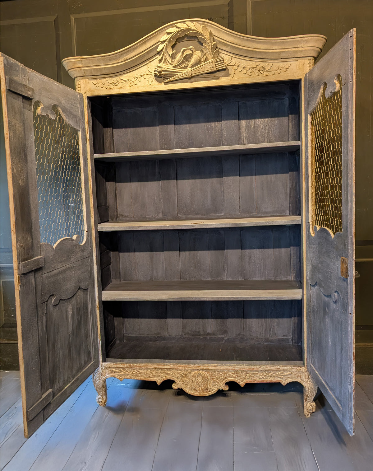 19th Century Painted & Carved Armoire