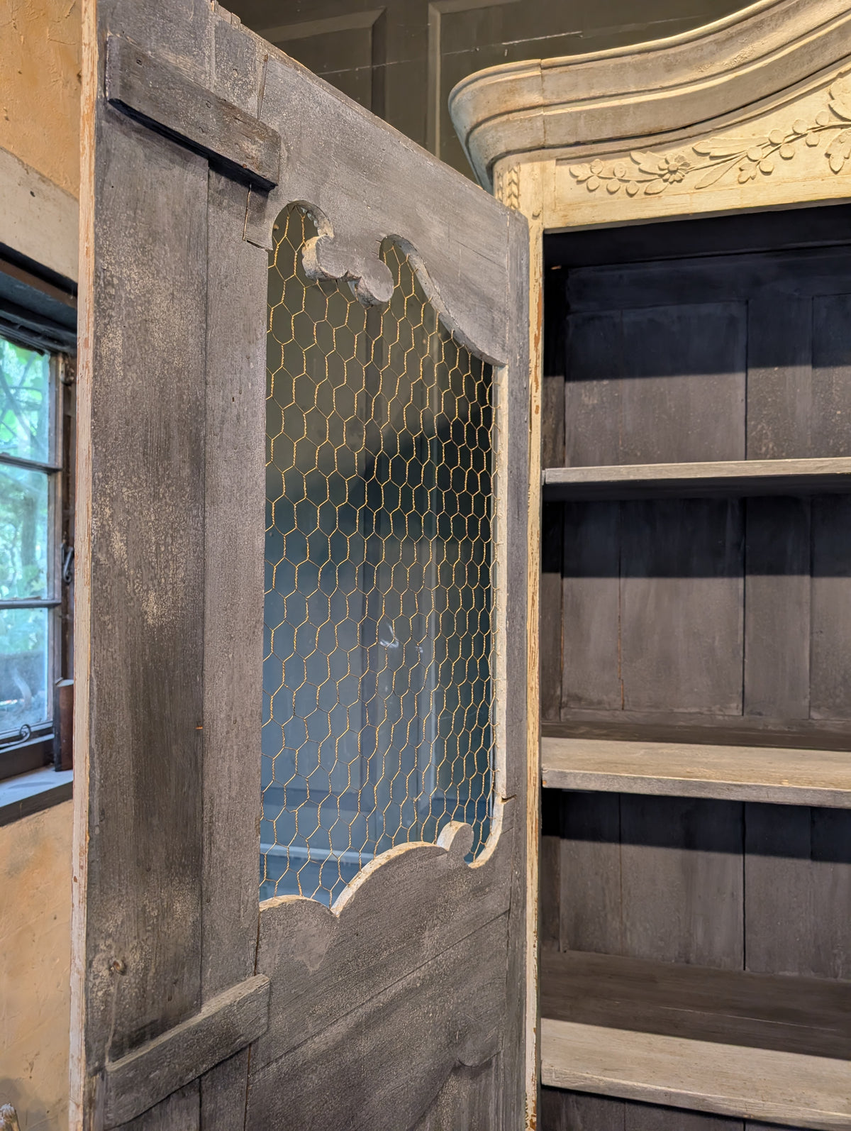 19th Century Painted & Carved Armoire