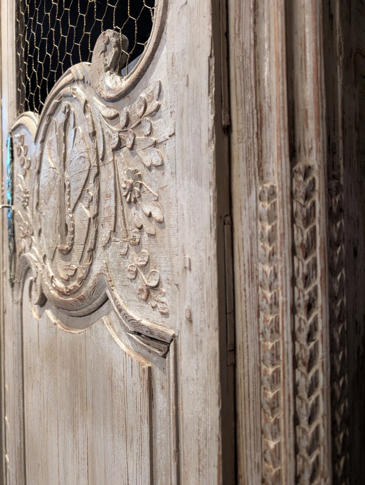 19th Century Painted & Carved Armoire