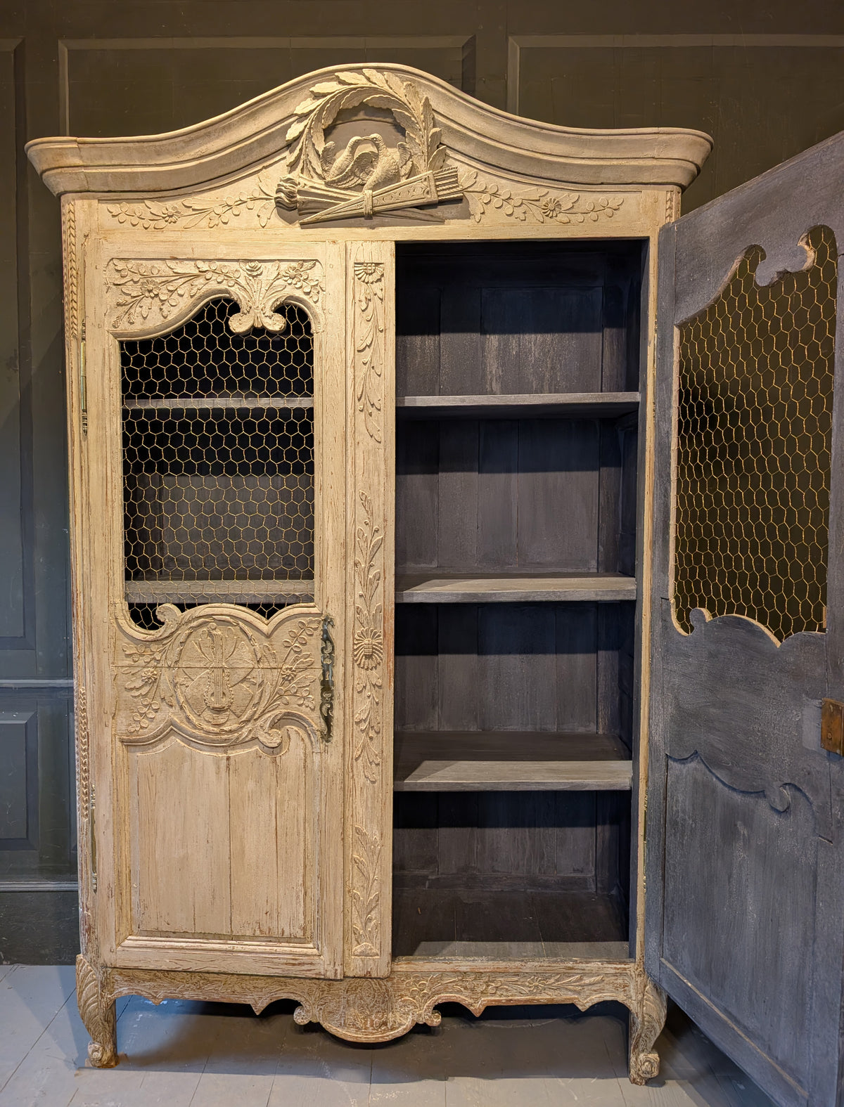 19th Century Painted & Carved Armoire