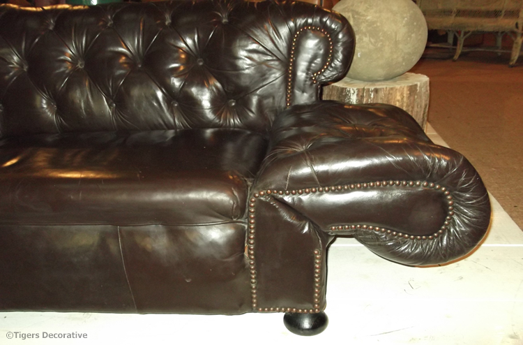 Late 19th Century Drop End Leather Sofa