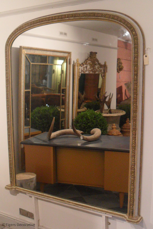 19th Century Large French Painted Over Mantle Mirror
