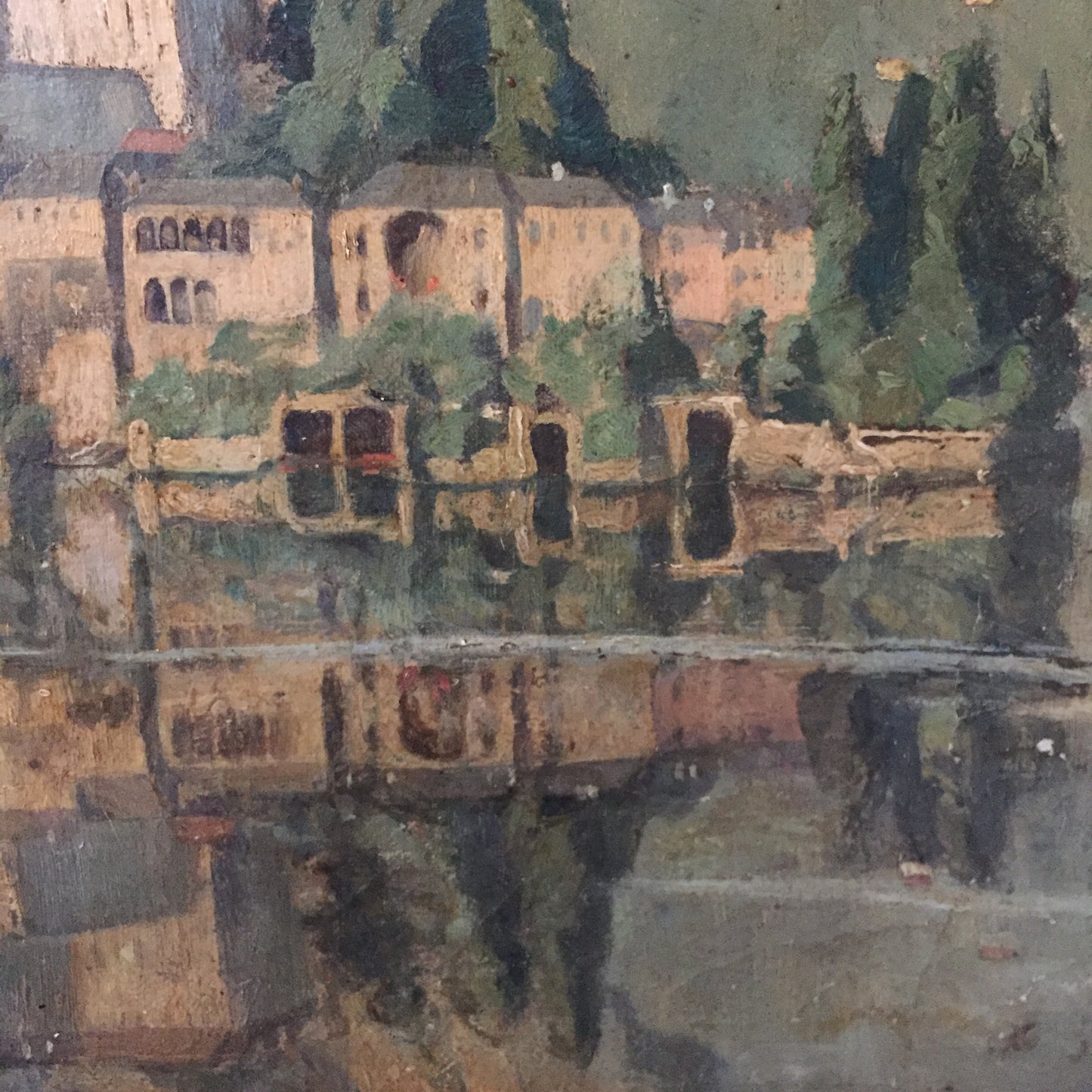 Lakeside Village Oil On Canvas