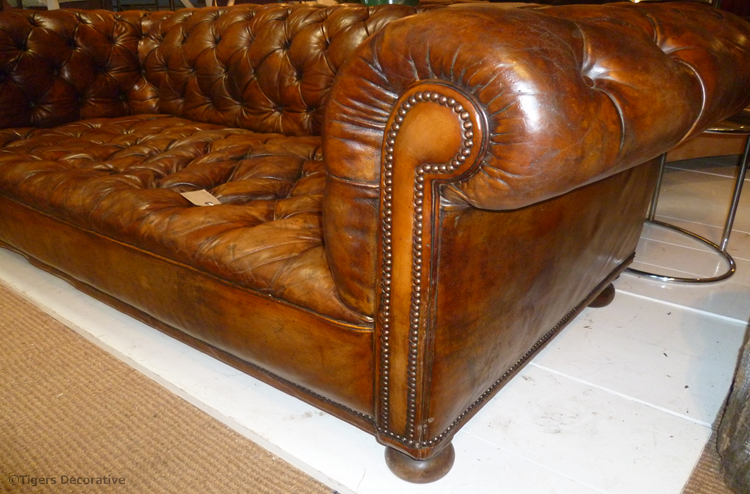 Large Edwardian Leather Chesterfield Sofa