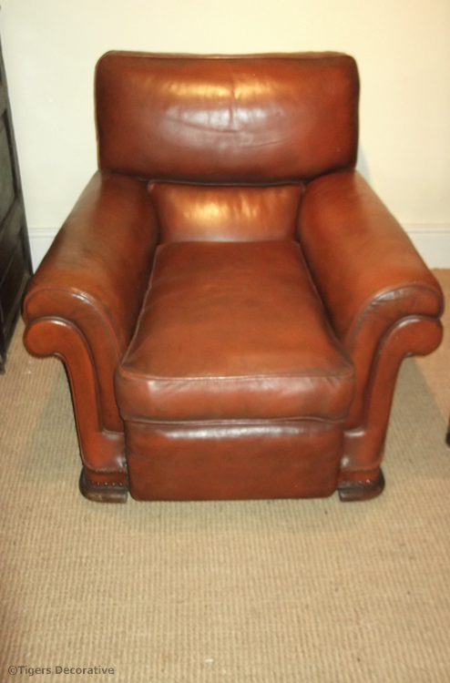 1930s -1940's French Leather Club Chair