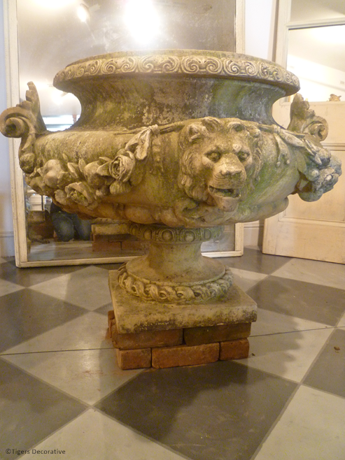 Composite Stone Lion Urns