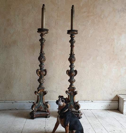 A Pair Of Pricket Candle Holders