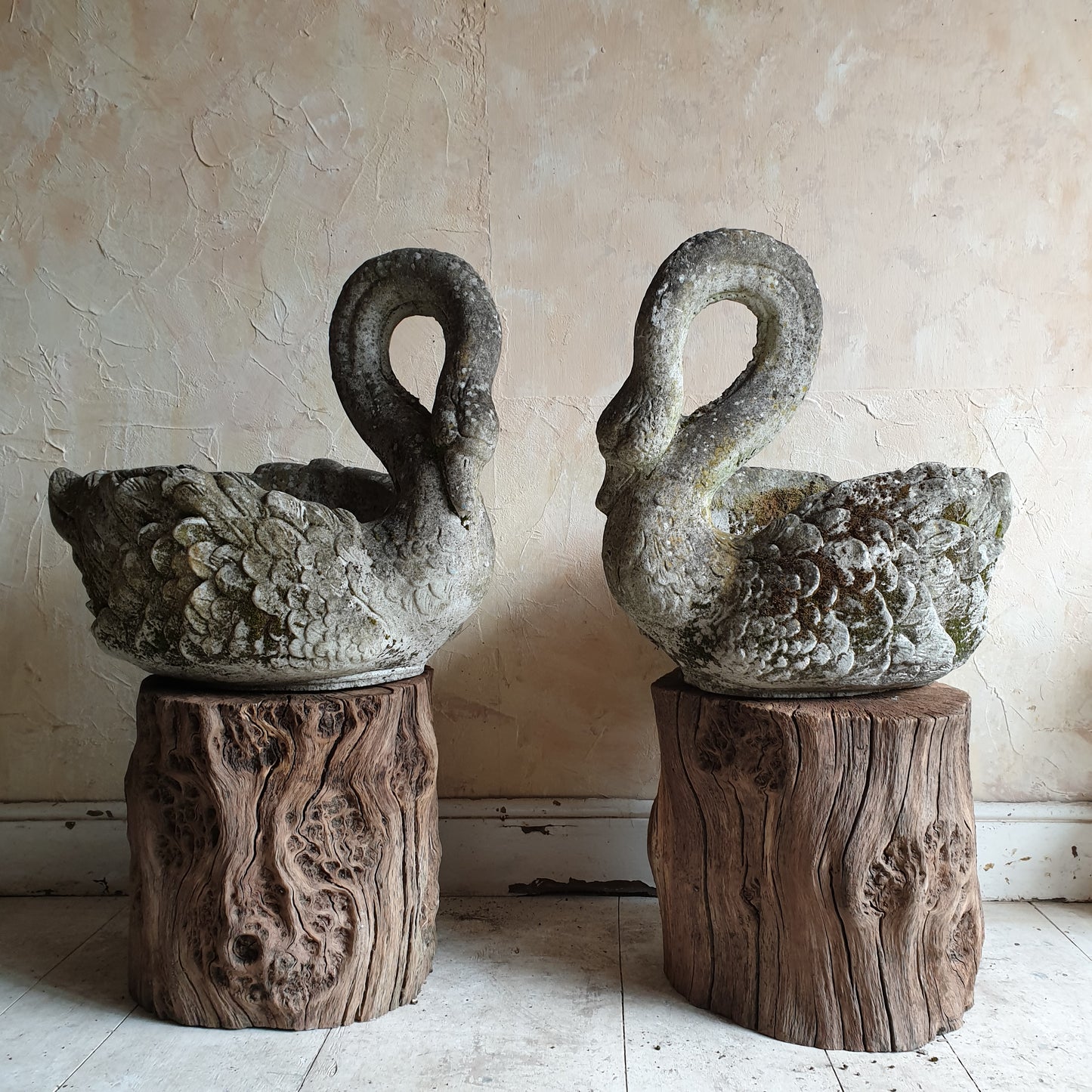 Pair Of Swan Planters