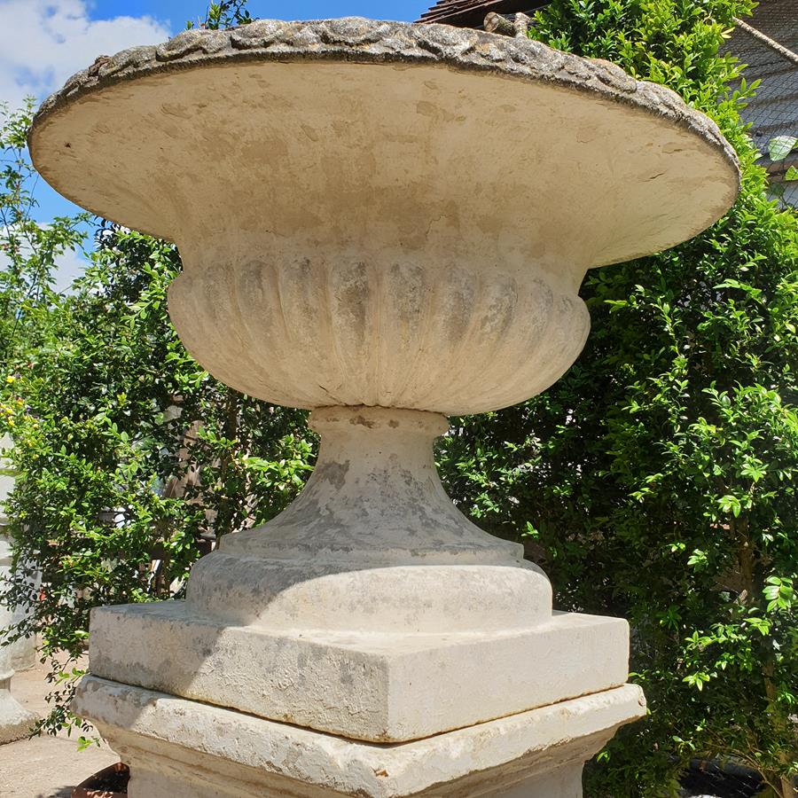 Large Painted Urn on Plinth