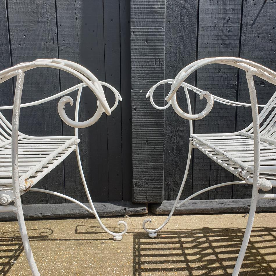 A Pair Of Painted Iron Sun Loungers