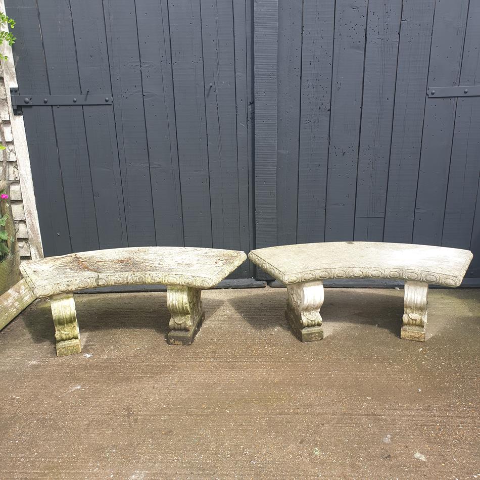 A Pair Of Concrete Benches