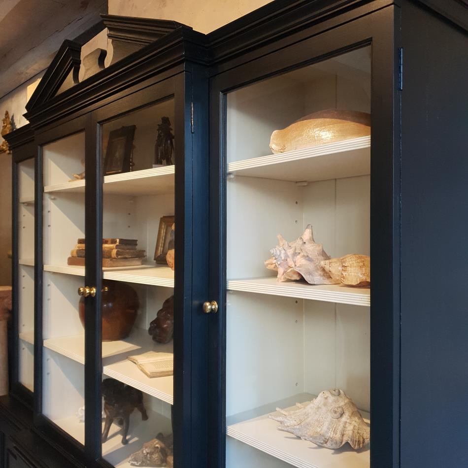 A 20th Century Ebonised Break Front Display Cabinet