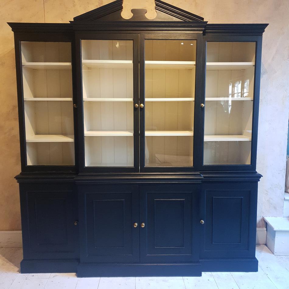 A 20th Century Ebonised Break Front Display Cabinet