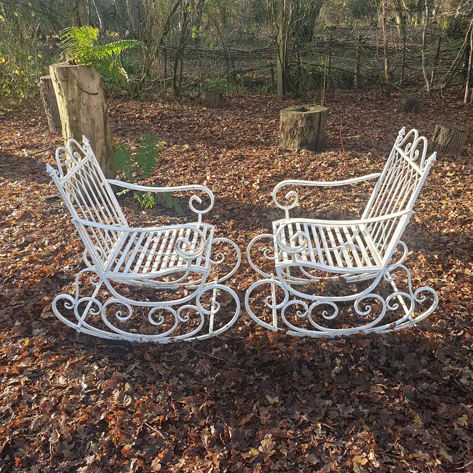 A Pair Of French Iron Rocking Chairs